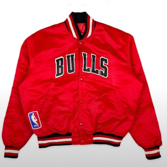 STARTER Other - Vintage 80s Starter Chicago Bulls NBA Red Satin Jacket Size XL Jordan Era